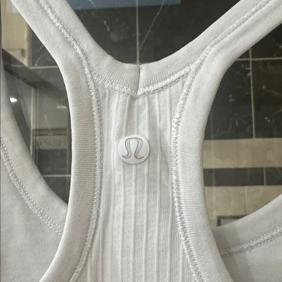 Lululemon White Ribbed Tank Top, sizing tag cut off, size 2. - Picture 3 of 3